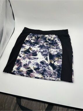 Object Patterned Black, Purple & White Mini skirt - M